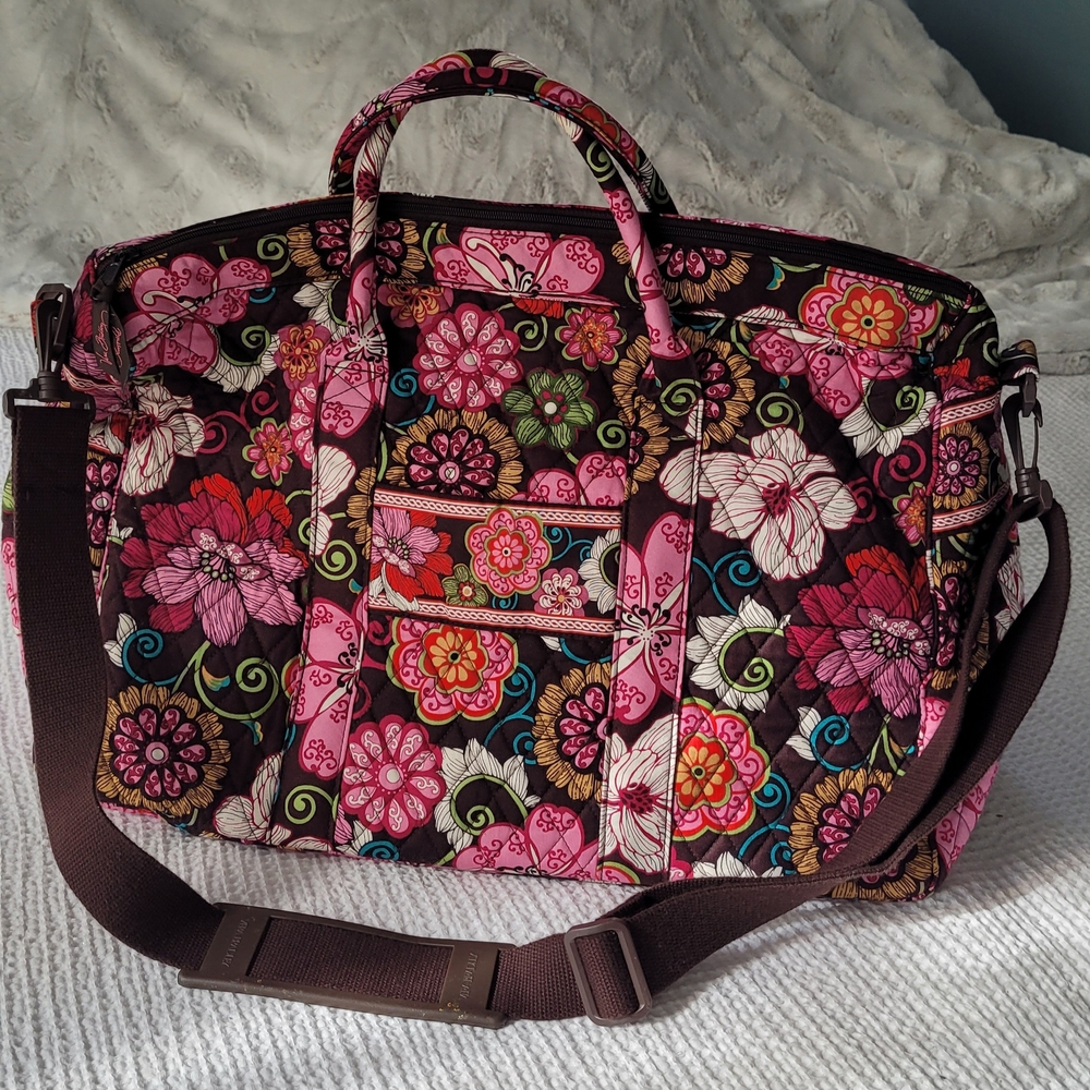 Vera Bradley Pink and Brown Floral Travel Bag
